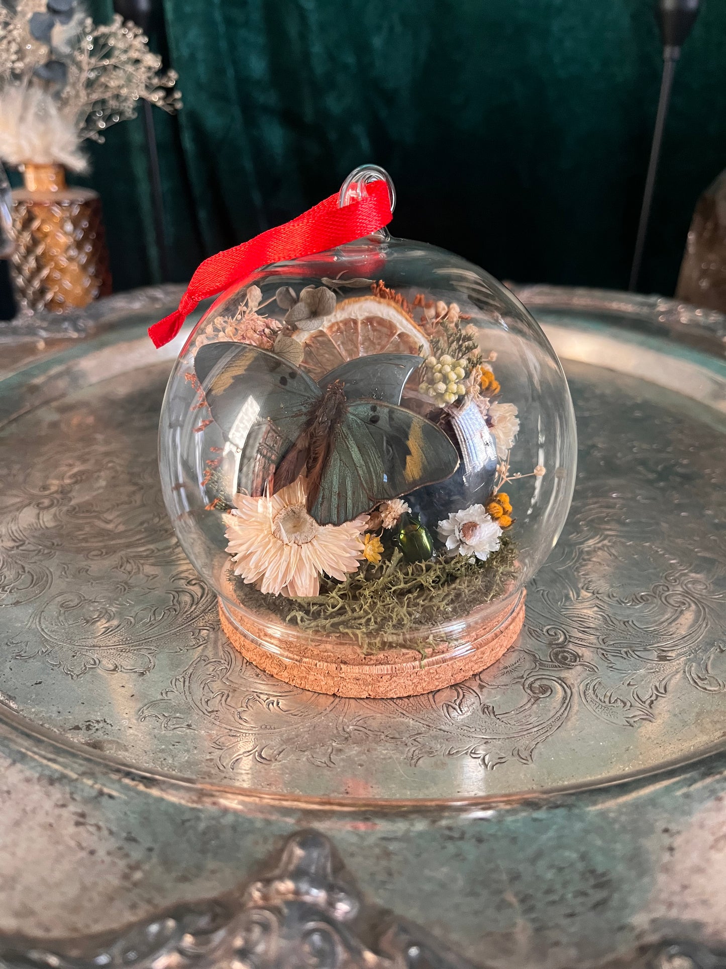 green and orange ornament