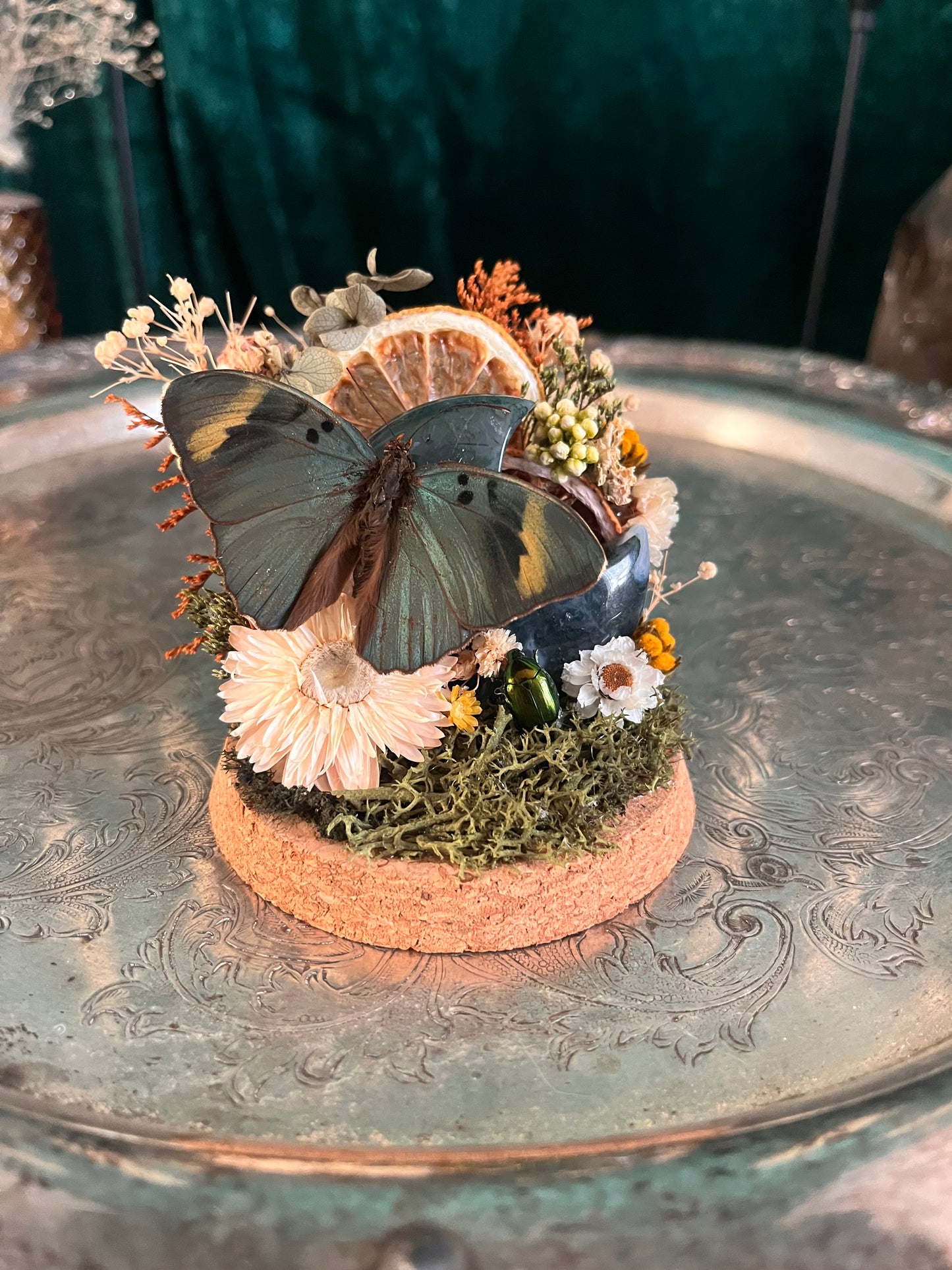 green and orange ornament