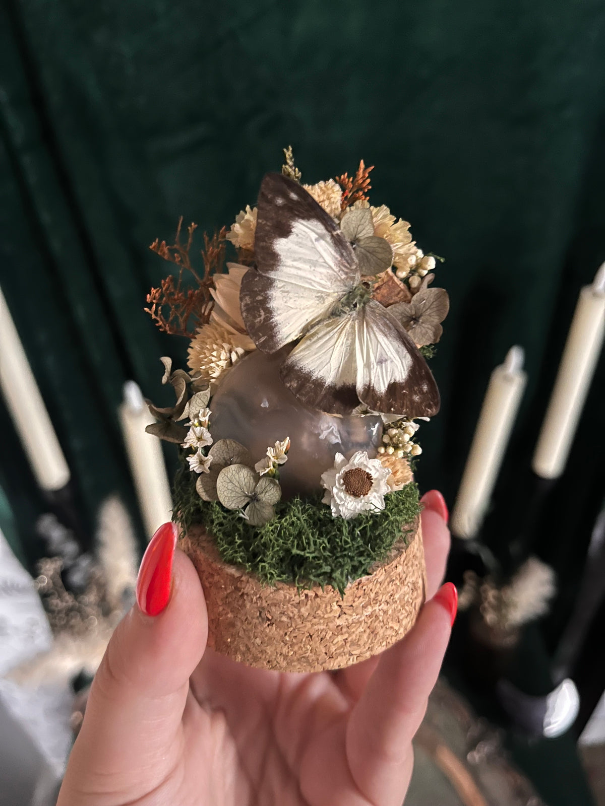 Mini flower agate moon boi